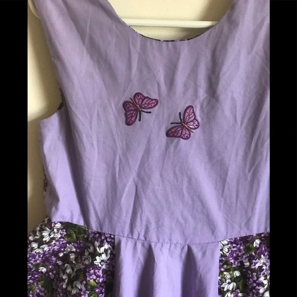Vintage 1980’s Handmade Butterfly appliqué Pinafore Dress